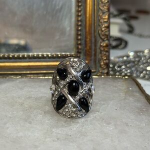 Black and Silver Abstract Women's Ring